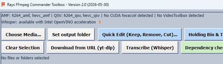 FFmpeg Commander Toolbox Version 2.0 — main interface